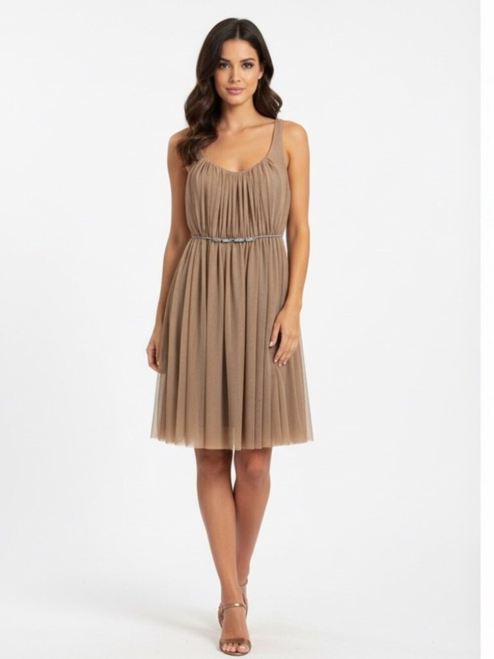 Penny Black Terracotta Mesh Distressed Ballerina Sleeveless Dress Size 6